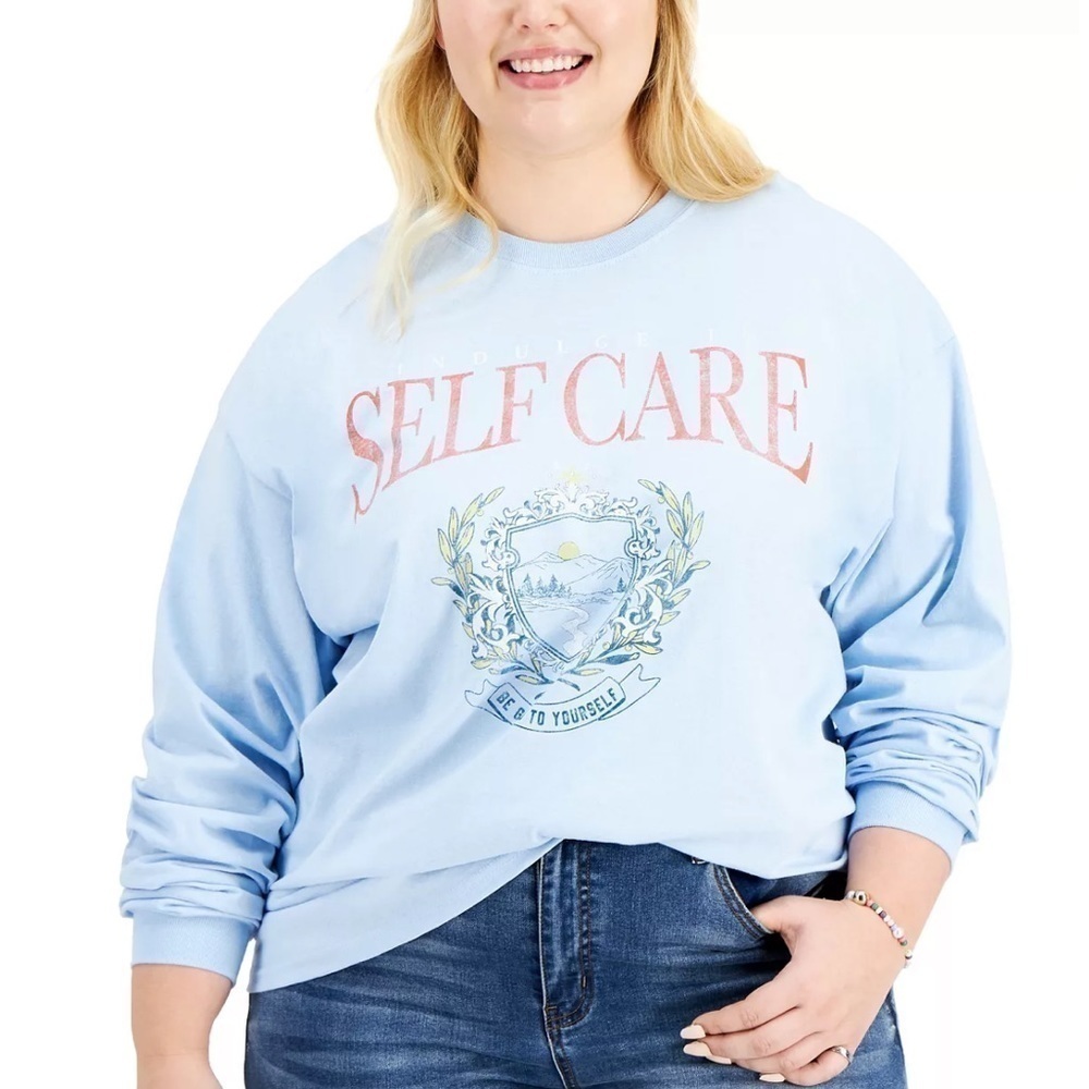 LOVE TRIBE Trendy Plus Size Cotton Graphic Top. Women shirt, long sleeve shirt